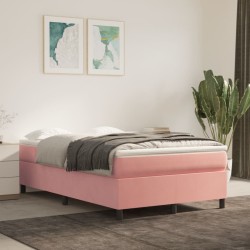 vidaXL Cama box spring con colchón terciopelo rosa 120x200 cm
