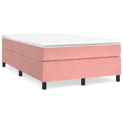 vidaXL Cama box spring con colchón terciopelo rosa 120x200 cm