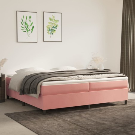 vidaXL Cama box spring con colchón terciopelo rosa 200x200 cm