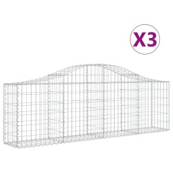 vidaXL Cestas gaviones 3 uds forma de arco hierro 200x30x60/80 cm