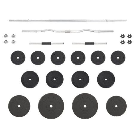 vidaXL Juego de barras y mancuernas con discos 60 kg
