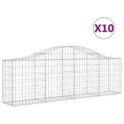 vidaXL Cestas de gaviones 10 uds forma de arco hierro 200x30x60/80 cm