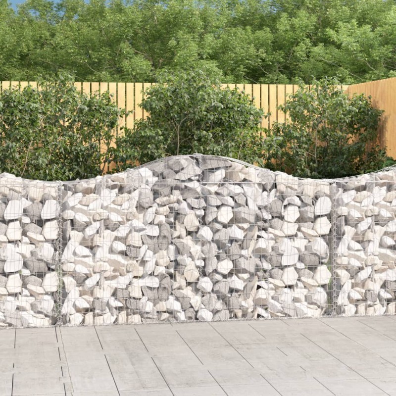 vidaXL Cestas gaviones 18 uds forma de arco hierro 200x30x100/120 cm