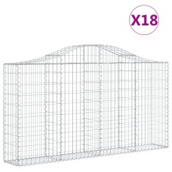 vidaXL Cestas gaviones 18 uds forma de arco hierro 200x30x100/120 cm