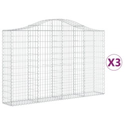 vidaXL Cestas de gaviones 3 uds forma de arco hierro 200x30x120/140 cm