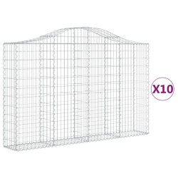 vidaXL Cestas gaviones 10 uds forma de arco hierro 200x30x120/140 cm