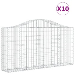 vidaXL Cestas de gaviones 10 uds forma arco hierro 200x30x100/120 cm