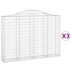 vidaXL Cestas de gaviones 3 uds forma de arco hierro 200x30x140/160 cm