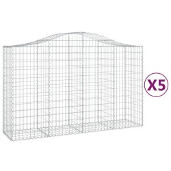 vidaXL Cestas de gaviones 5 uds forma de arco hierro 200x50x120/140 cm