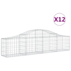 vidaXL Cestas de gaviones 12 uds forma de arco hierro 200x30x40/60 cm