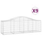 vidaXL Cestas de gaviones 9 uds forma de arco hierro 200x50x60/80 cm