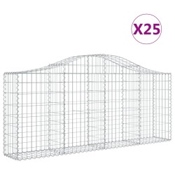 vidaXL Cestas de gaviones 25 uds forma de arco hierro 200x30x80/100 cm
