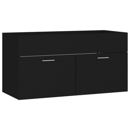vidaXL Armario para lavabo madera contrachapada negro 90x38,5x46 cm