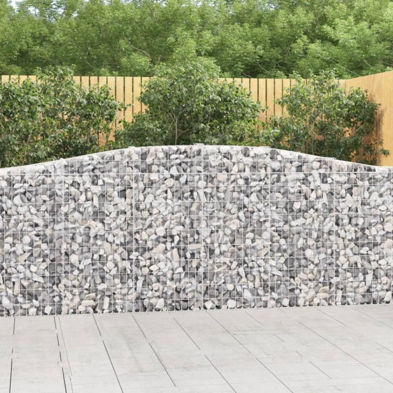 vidaXL Cestas de gaviones 7 uds forma de arco hierro 400x30x100/120 cm vidaXL Cestas de gaviones 7 uds forma de arco hierro 400x30x100/120 cm