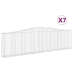 vidaXL Cestas de gaviones 7 uds forma de arco hierro 400x30x100/120 cm