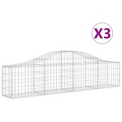 vidaXL Cestas de gaviones 3 uds forma de arco hierro 200x30x40/60 cm
