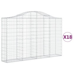 vidaXL Cestas gaviones 18 uds forma de arco hierro 200x30x120/140 cm