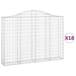 vidaXL Cestas gaviones 18 uds forma de arco hierro 200x30x140/160 cm