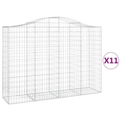 vidaXL Cestas gaviones 11 uds forma de arco hierro 200x50x140/160 cm