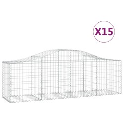 vidaXL Cestas de gaviones 15 uds forma de arco hierro 200x50x60/80 cm