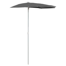 vidaXL Sombrilla de jardín semicircular palo 300x150 cm gris antracita