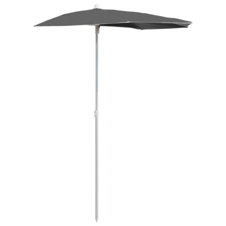 vidaXL Sombrilla de jardín semicircular palo 300x150 cm gris antracita