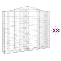 vidaXL Cestas gaviones 8 uds forma de arco hierro 200x30x160/180 cm