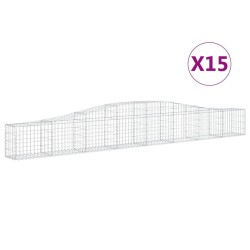 vidaXL Cestas de gaviones 15 uds forma de arco hierro 400x30x40/60 cm