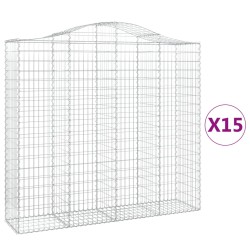 vidaXL Cestas gaviones 15 uds forma de arco hierro 200x50x180/200 cm