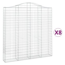 vidaXL Cestas de gaviones 8 uds forma de arco hierro 200x30x200/220 cm