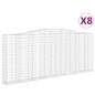 vidaXL Cestas de gaviones 8 uds forma de arco hierro 400x30x160/180 cm