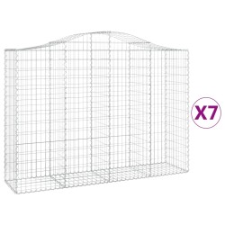 vidaXL Cestas gaviones 7 uds forma de arco hierro 200x50x140/160 cm