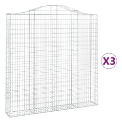 vidaXL Cestas de gaviones 3 uds forma de arco hierro 200x30x200/220 cm