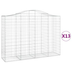 vidaXL Cestas gaviones 13 uds forma de arco hierro 200x50x140/160 cm