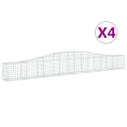 vidaXL Cestas de gaviones 4 uds forma de arco hierro 400x30x40/60 cm