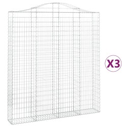 vidaXL Cestas de gaviones 3 uds forma de arco hierro 200x30x220/240 cm