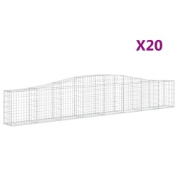 vidaXL Cestas de gaviones 20 uds forma de arco hierro 400x30x60/80 cm
