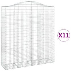 vidaXL Cestas de gaviones 11 uds forma de arco hierro 200x50x220/240cm