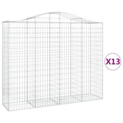 vidaXL Cestas gaviones 13 uds forma de arco hierro 200x50x160/180 cm