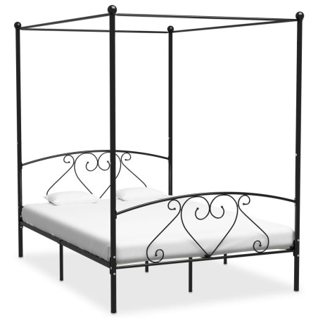 vidaXL Estructura de cama con dosel metal negro 140x200 cm 