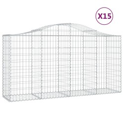 vidaXL Cestas de gaviones 15 uds forma de arco hierro 200x50x100/120cm