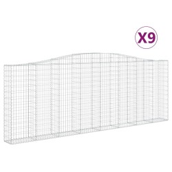 vidaXL Cestas de gaviones 9 uds forma de arco hierro 400x30x140/160 cm
