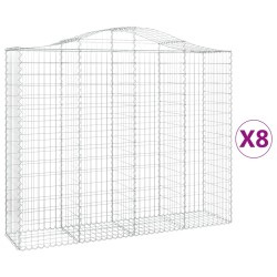 vidaXL Cestas de gaviones 8 uds forma de arco hierro 200x50x160/180 cm