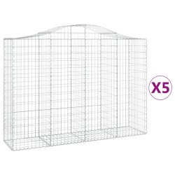 vidaXL Cestas gaviones 5 uds forma de arco hierro 200x50x140/160 cm