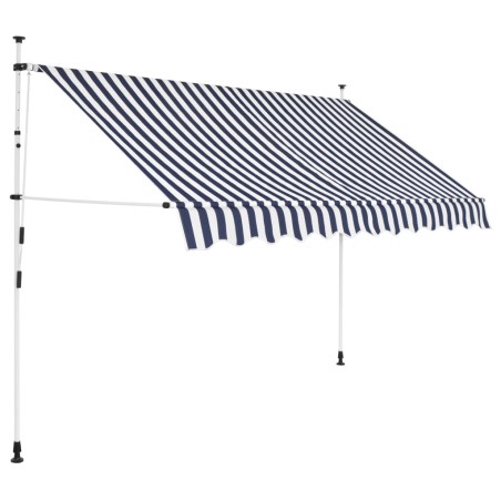 vidaXL Toldo manual retráctil azul y blanco a rayas 250 cm