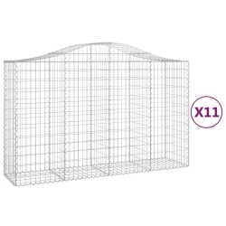 vidaXL Cestas gaviones 11 uds forma de arco hierro 200x50x120/140 cm