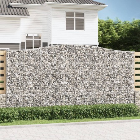 vidaXL Cestas de gaviones 3 uds forma de arco hierro 400x30x200/220 cm