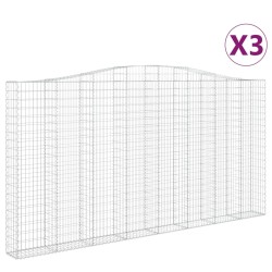 vidaXL Cestas de gaviones 3 uds forma de arco hierro 400x30x200/220 cm