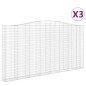vidaXL Cestas de gaviones 3 uds forma de arco hierro 400x30x200/220 cm