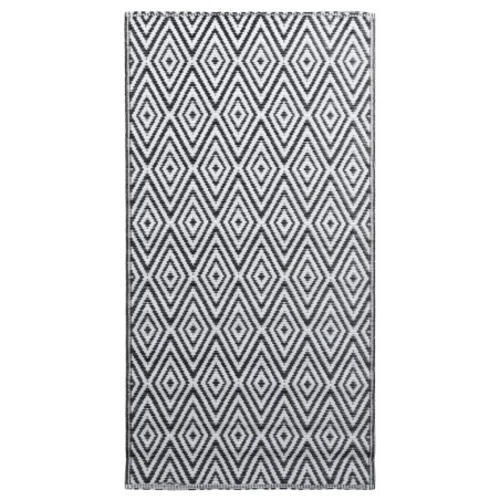 vidaXL Alfombra de exterior PP blanco y negro 190x290 cm